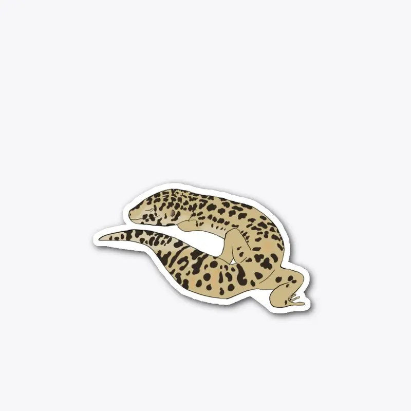 Sleepy cute leopard gecko